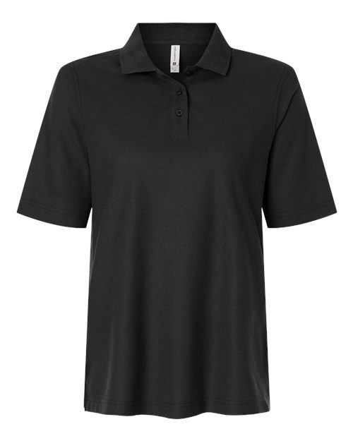 Harriton M105W — Women's Maverick CVC Pique Polo — Black