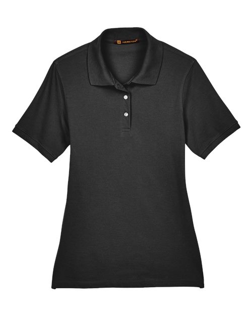 Harriton M265W — Women's Easy Blend Polo — Black
