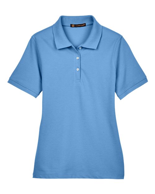 Harriton M265W — Women's Easy Blend Polo — Light College Blue