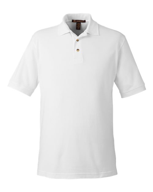 Harriton M200 — Men's Pique Polo — White