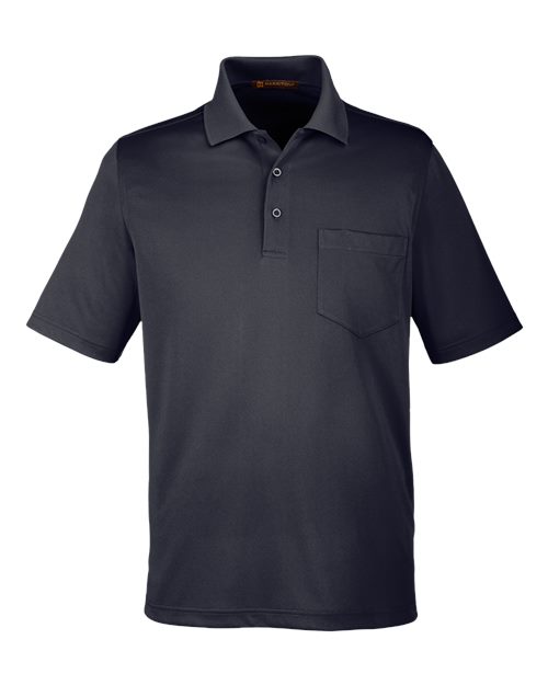 Harriton M348P — Men's Advantage Snag Protection Plus IL Pocket Polo — Black