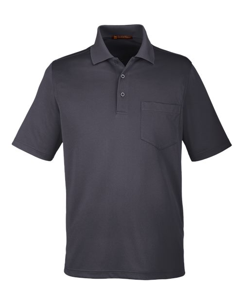 Harriton M348P — Men's Advantage Snag Protection Plus IL Pocket Polo — Dark Charcoal