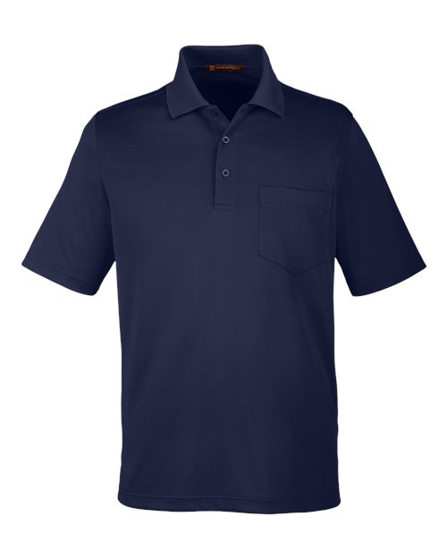Harriton M348P — Men's Advantage Snag Protection Plus IL Pocket Polo — Dark Navy