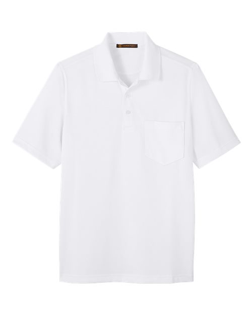 Harriton M348P — Men's Advantage Snag Protection Plus IL Pocket Polo — White