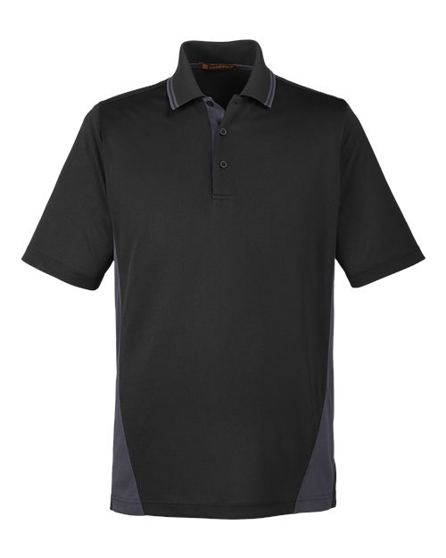 Harriton M386 — Men's Flash Snag Protection Plus IL Colorblock Polo — Black/ Dark Charcoal