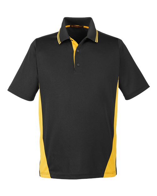 Harriton M386 — Men's Flash Snag Protection Plus IL Colorblock Polo — Black/ Sunray Yellow