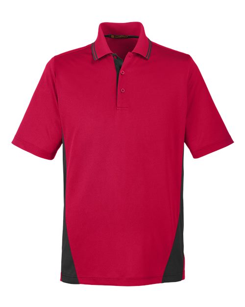 Harriton M386 — Men's Flash Snag Protection Plus IL Colorblock Polo — Red/ Black