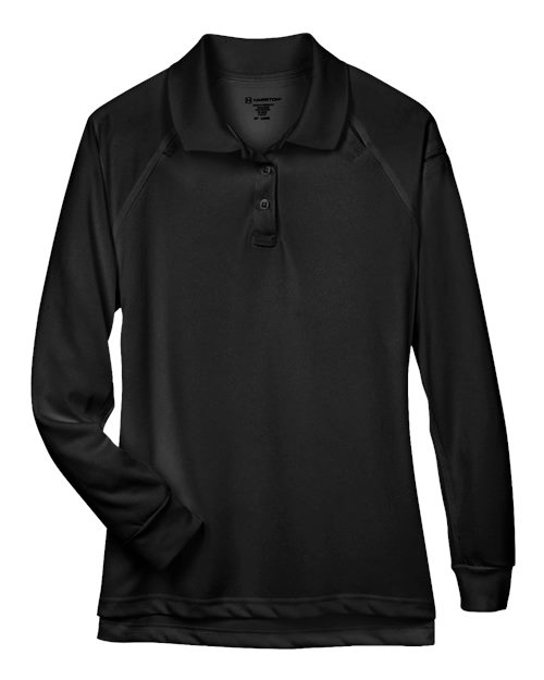 Harriton M211LW — Women's Advantage Long Sleeve Tactical Polo — Black