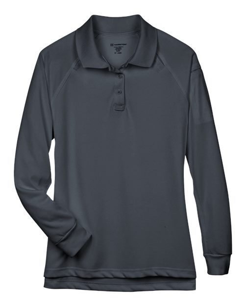 Harriton M211LW — Women's Advantage Long Sleeve Tactical Polo — Dark Charcoal