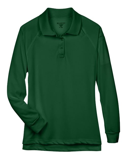 Harriton M211LW — Women's Advantage Long Sleeve Tactical Polo — Dark Green