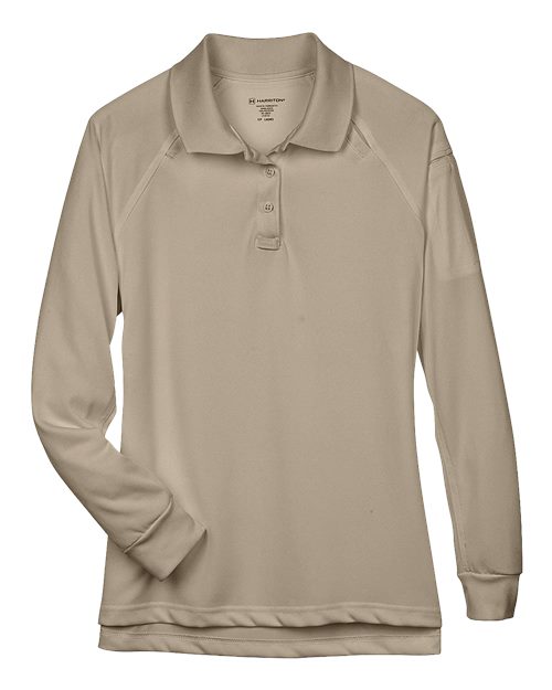 Harriton M211LW — Women's Advantage Long Sleeve Tactical Polo — Desert Khaki
