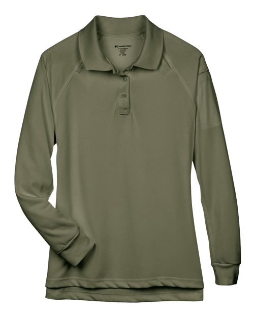 Harriton M211LW — Women's Advantage Long Sleeve Tactical Polo — Tactical Green