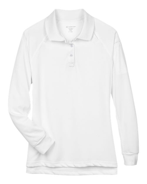 Harriton M211LW — Women's Advantage Long Sleeve Tactical Polo — White