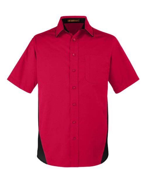 Harriton M586 — Men's Flash IL Colorblock Shirt — Red/ Black