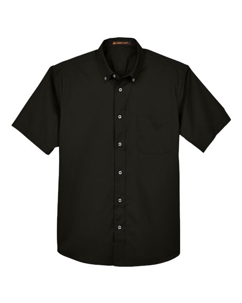 Harriton M500S — Men's Easy Blend™ Twill Dress Shirt with Stain-Release — Black