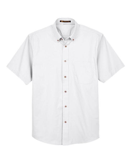 Harriton M500S — Men's Easy Blend™ Twill Dress Shirt with Stain-Release — White