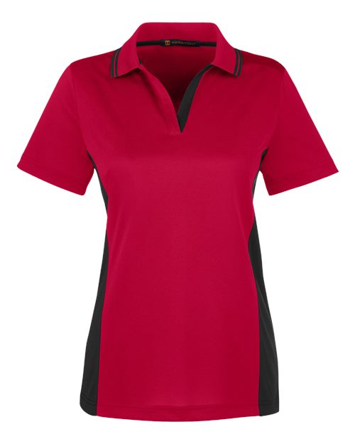 Harriton M386W — Women's Flash Snag Protection Plus IL Colorblock Polo — Red/ Black