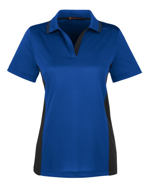 Harriton M386W — Women's Flash Snag Protection Plus IL Colorblock Polo — True Royal/ Black