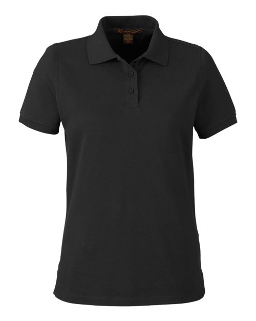 Harriton M205W — Women's Valiant Cotton Snag Protect Polo — Black
