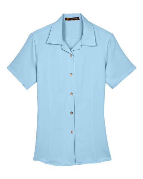 Harriton M570W — Women's Bahama Cord Camp Shirt — Cloud Blue