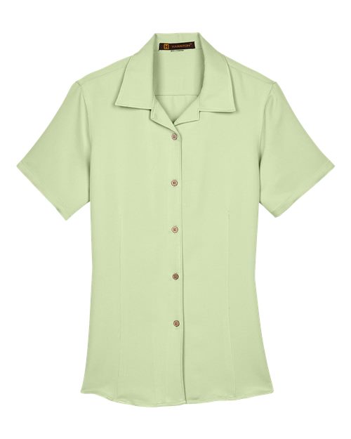 Harriton M570W — Women's Bahama Cord Camp Shirt — Green Mist