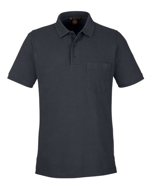 Harriton M205P — Men's Valiant Cotton Snag Protect Pocket Polo — Dark Charcoal