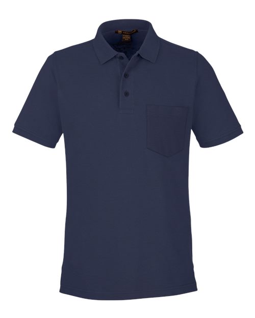 Harriton M205P — Men's Valiant Cotton Snag Protect Pocket Polo — Dark Navy