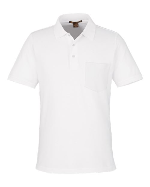 Harriton M205P — Men's Valiant Cotton Snag Protect Pocket Polo — White