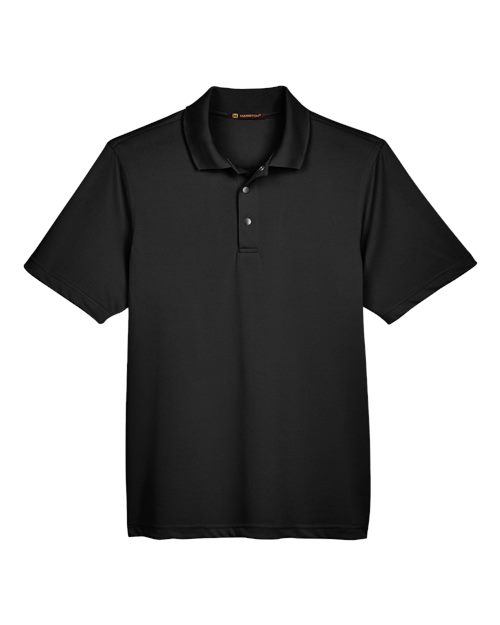Harriton M345 — Men's Advantage Snag Protection Plus IL Snap Placket Polo — Black
