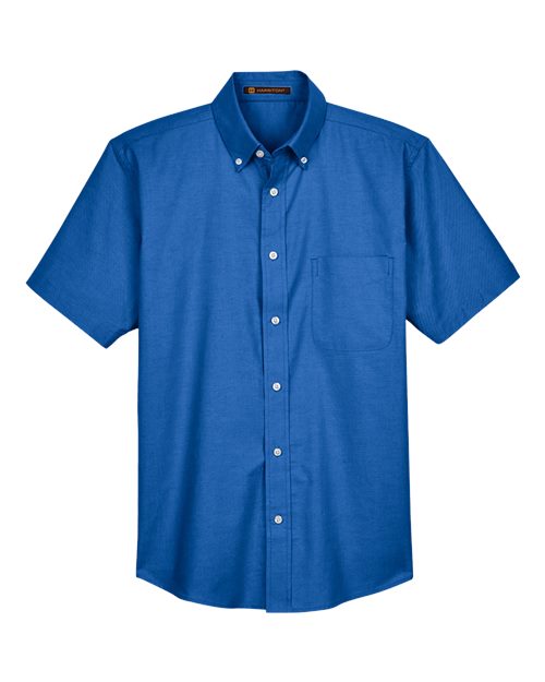 Harriton M600S — Men's Oxford Short Sleeve with Stain-Release — French Blue