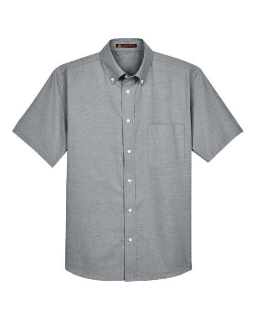 Harriton M600S — Men's Oxford Short Sleeve with Stain-Release — Oxford Grey