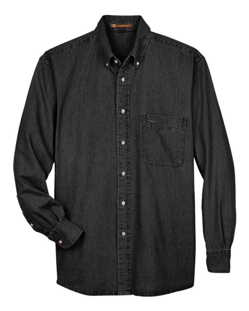 Harriton M550 — Men's Denim Shirt — Washed Black