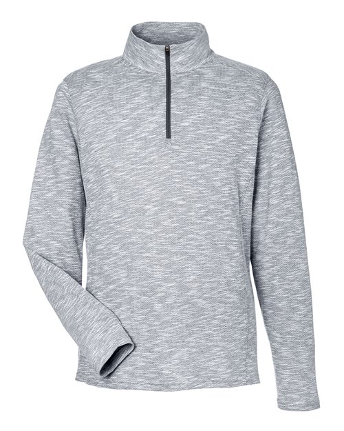North End NE415 — Men's Eclipse Jacquard Quarter-Zip Pullover — Black Heather