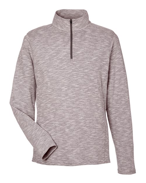 North End NE415 — Men's Eclipse Jacquard Quarter-Zip Pullover — Burgundy Heather