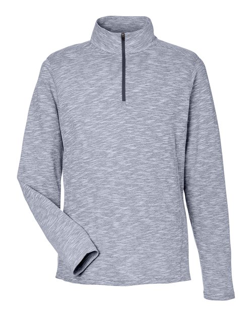 North End NE415 — Men's Eclipse Jacquard Quarter-Zip Pullover — Classic Navy Heather
