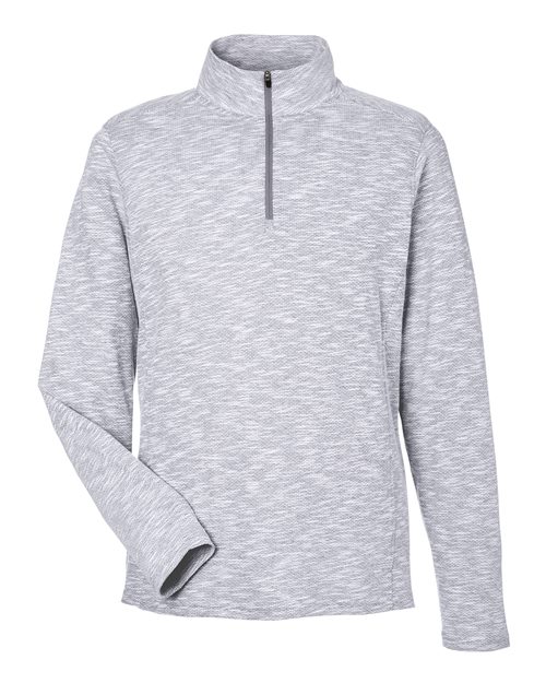 North End NE415 — Men's Eclipse Jacquard Quarter-Zip Pullover — Platinum Heather