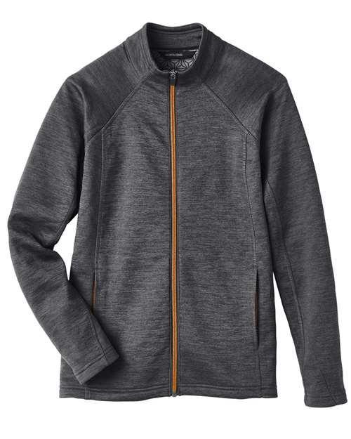 North End NE712W — Women's Flux 2.0 Full-Zip Jacket — Black Heather/ Orange Soda