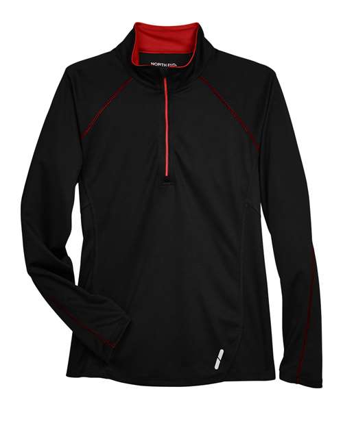 North End 78187 — Women's Radar Performance Quarter-Zip Pullover — Black/ Classic Red