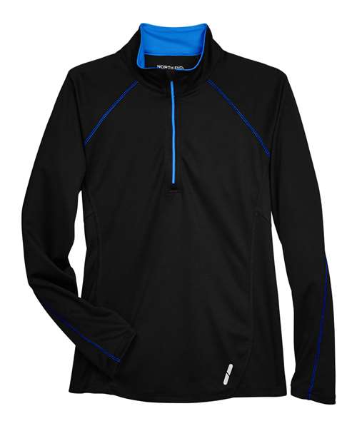 North End 78187 — Women's Radar Performance Quarter-Zip Pullover — Black/ True Royal