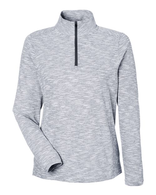 North End NE415W — Women's Eclipse Jacquard Quarter-Zip Pullover — Black Heather