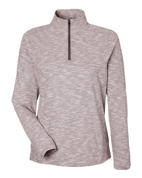 North End NE415W — Women's Eclipse Jacquard Quarter-Zip Pullover — Burgundy Heather