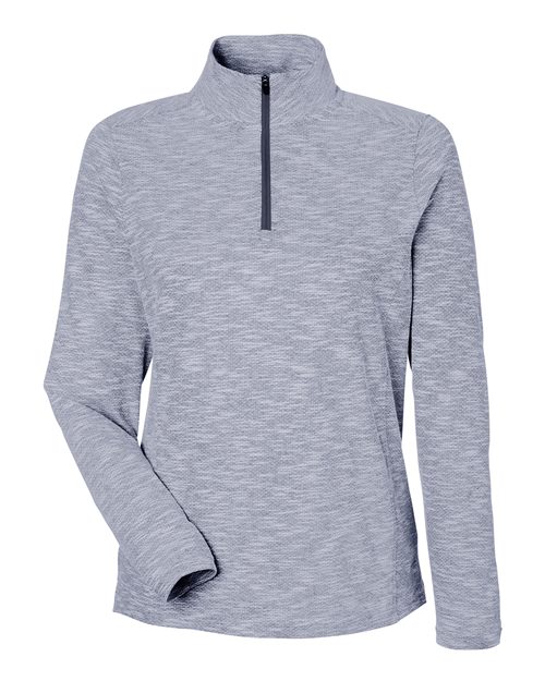 North End NE415W — Women's Eclipse Jacquard Quarter-Zip Pullover — Classic Navy Heather