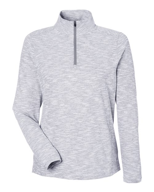 North End NE415W — Women's Eclipse Jacquard Quarter-Zip Pullover — Platinum Heather
