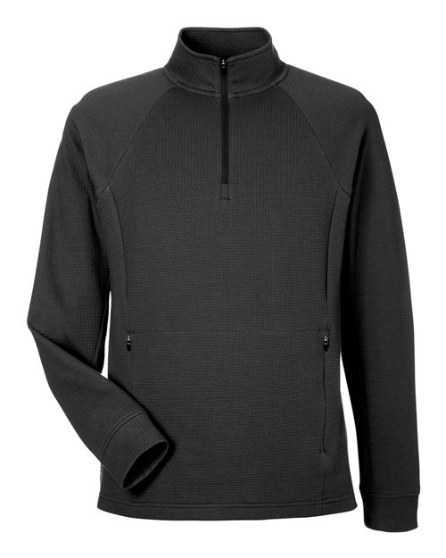 North End NE200 — Men's Rhythm Waffle Quarter-Zip Pullover — Black
