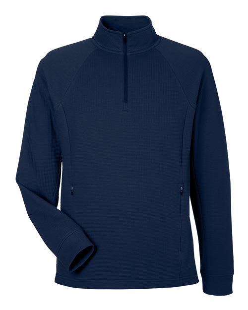 North End NE200 — Men's Rhythm Waffle Quarter-Zip Pullover — Classic Navy