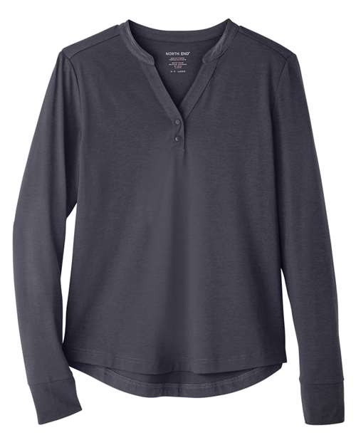 North End NE400W — Women's JAQ Stretch Performance V-Neck Snap Pullover — Carbon