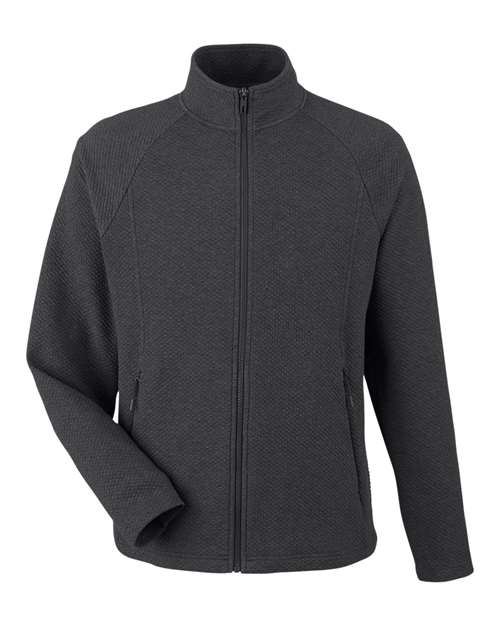 North End NE727 — Men's Spirit Textured Full-Zip — Black Heather