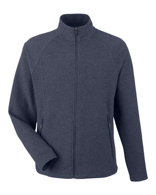 North End NE727 — Men's Spirit Textured Full-Zip — Classic Navy Heather