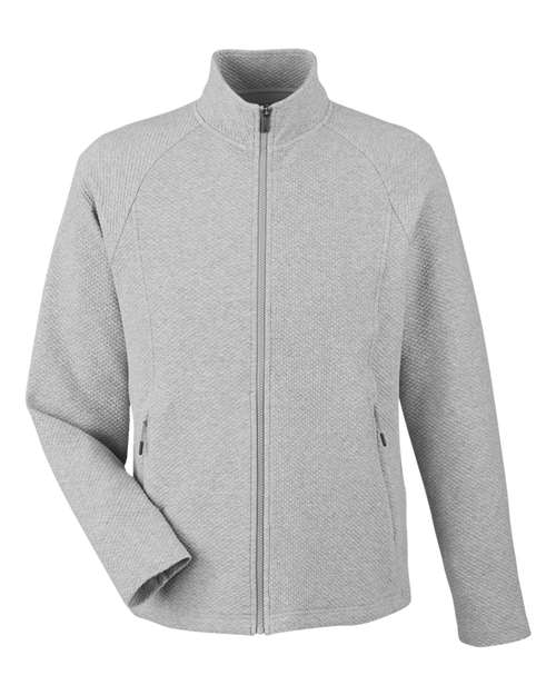 North End NE727 — Men's Spirit Textured Full-Zip — Platinum Heather