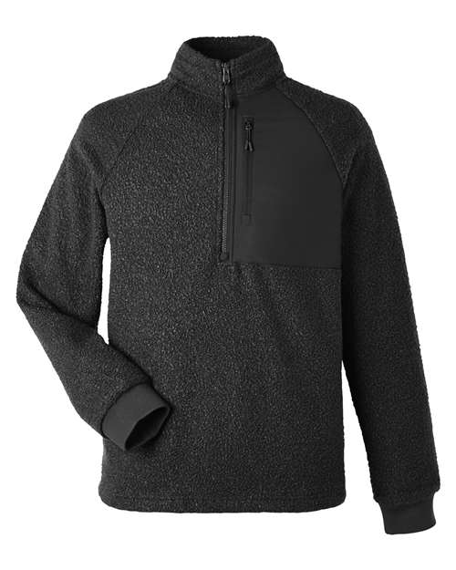 North End NE713 — Men's Aura Sweater Fleece Quarter-Zip Pullover — Black/ Black